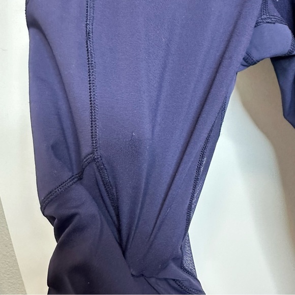 Lululemon Navy Blue Sheer Panel Reflective Ankle Leggings Sz 8 Yoga Fitness - Picture 9 of 13